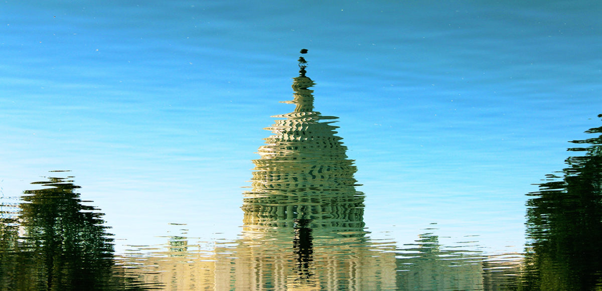 Reflection of US Congress building in water