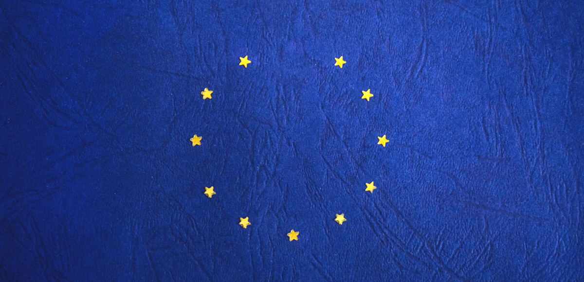 European Union flag with yellow stars on a blue background