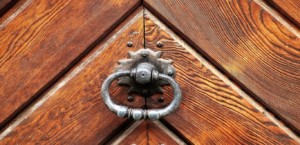 Close-up of an antique door knocker