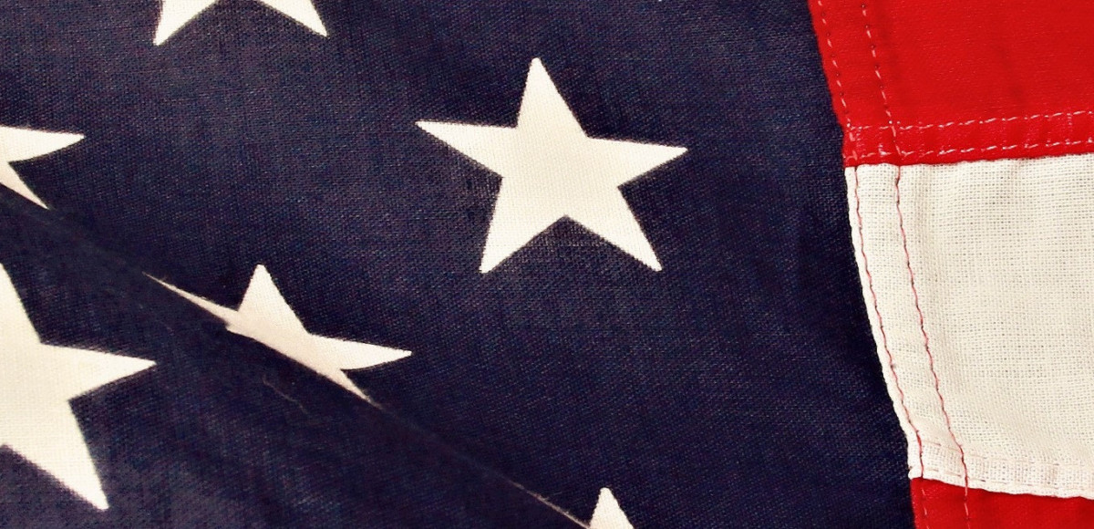 Up close image of the stars and stripes of the American flag
