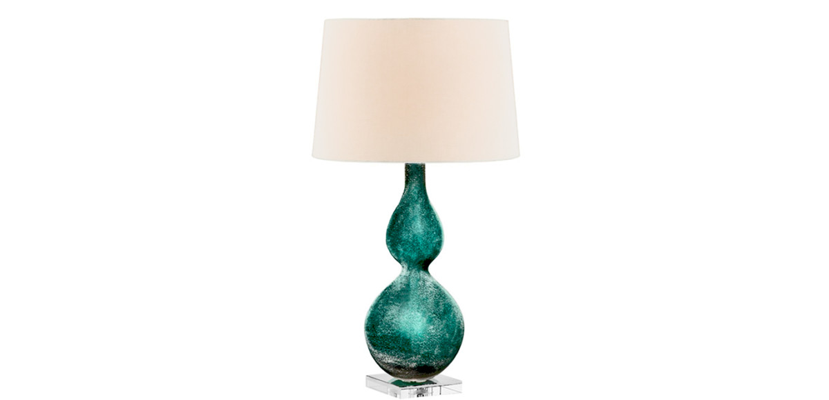 Glass table lamp with blue base