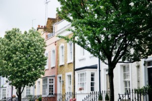 Colorful homes in a neighborhood