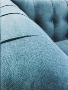 Blue kennedy sofa close up
