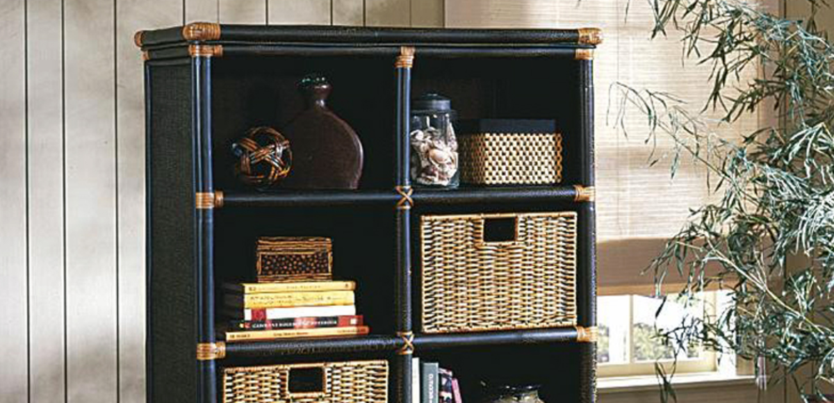 CORT Bookcase with Rattan Baskets