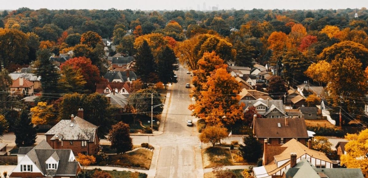 Suburban neighborhood in Autumn