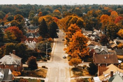 Suburban neighborhood in Autumn