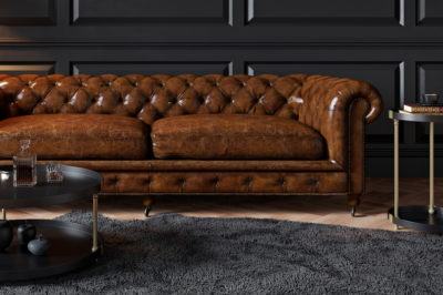 timeless furniture in a classic setting with leather couch