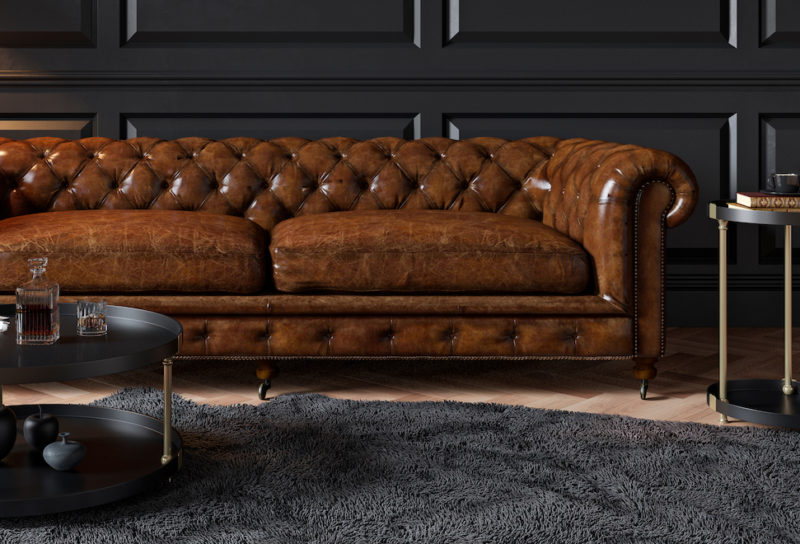 timeless furniture in a classic setting with leather couch