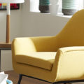 Trinket Chair top rented furniture of 2022 most popular furniture of 2022 with yellow chair, modern lamp, and funky decor items